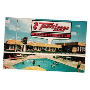 Vintage Travelodge Amarillo West Postcard Motel Vacation Swimming Pool Inn